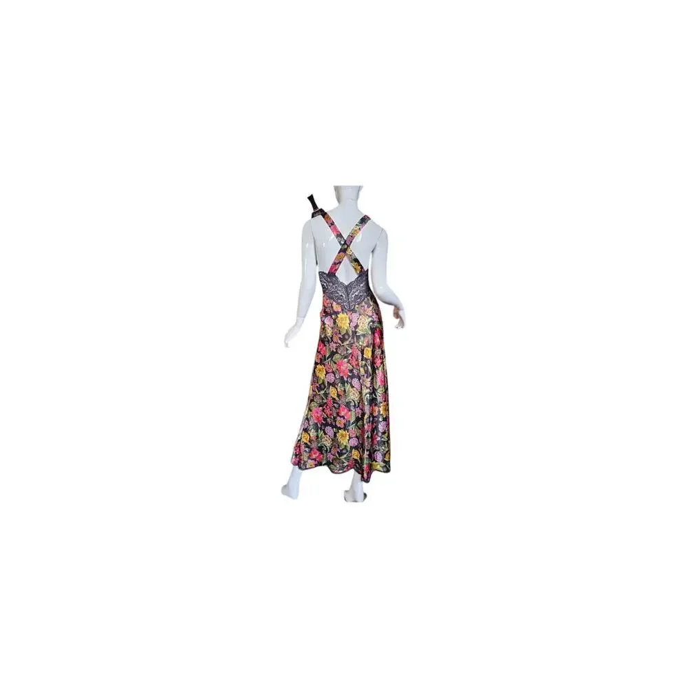 Vanity Fair‎ gorgeous vintage black floral maxi nighty lingerie or dress
